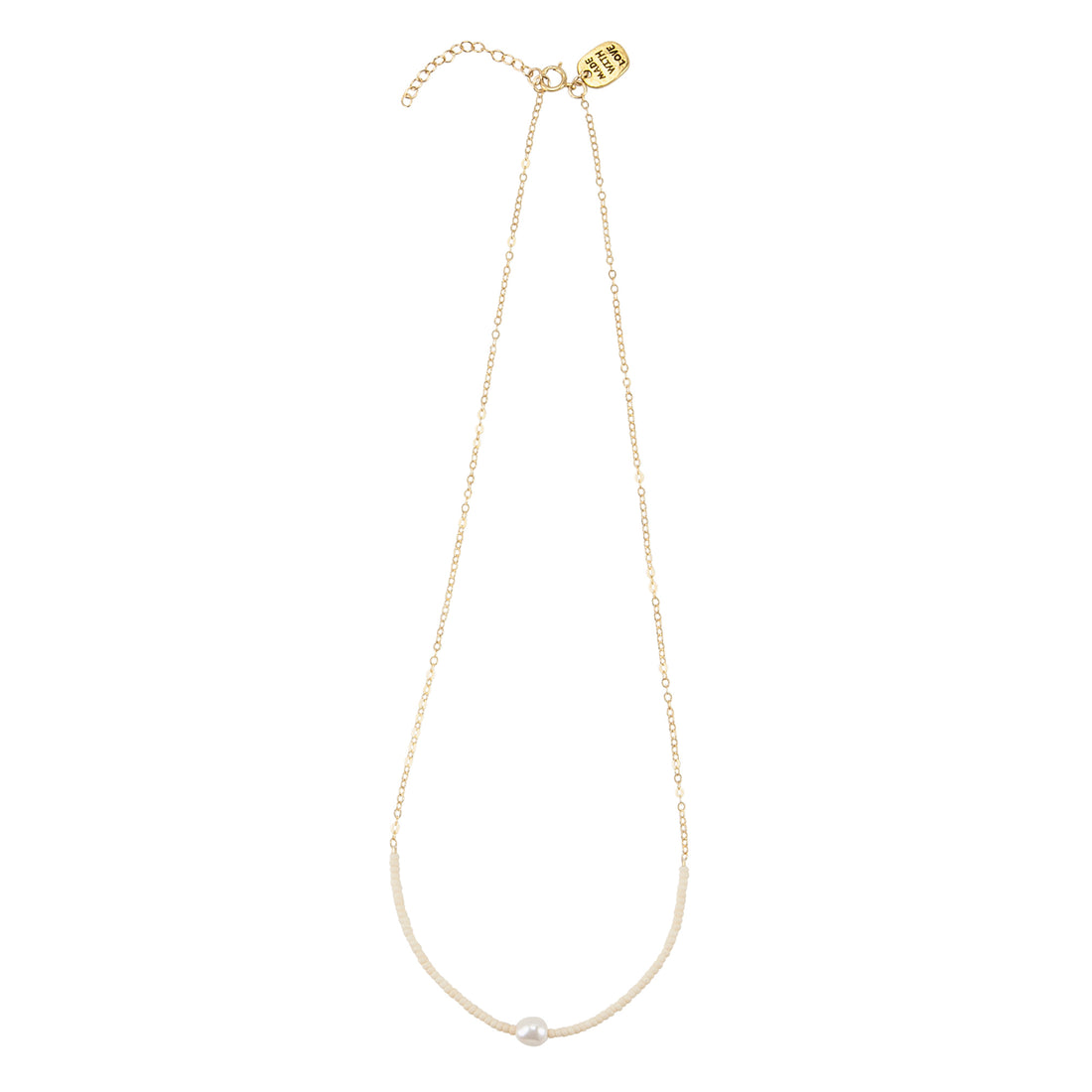 Pearl Necklace on Chain - PINK