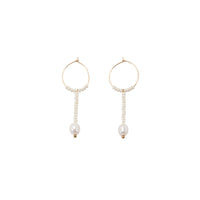 XS Long Drop Pearl Hoops - PEARL