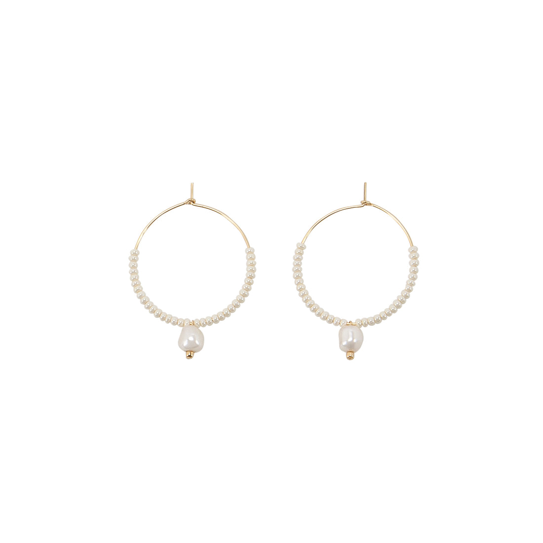 Small Pearl Hoops - PEARL