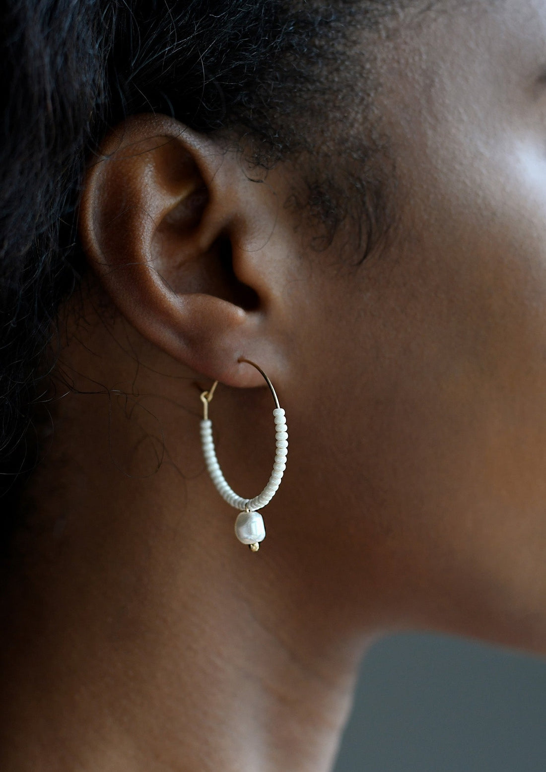 Small Pearl Hoops - PEARL