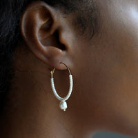 Small Pearl Hoops - PEARL
