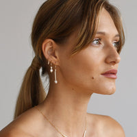 XS Long Drop Pearl Hoops - PEARL