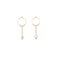 XS Long Drop Pearl Hoops - PINK