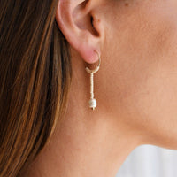 XS Long Drop Pearl Hoops - PINK