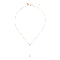 Long Drop Pearl & Crystal Chain Necklace - PEARL