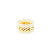 Wide Woven Ring - CREAM/GOLD