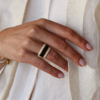 Wide Woven Ring - BLACK/CREAM