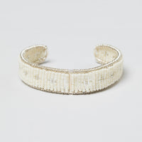 Narrow Esther Cuff - OFF WHITE/SILVER