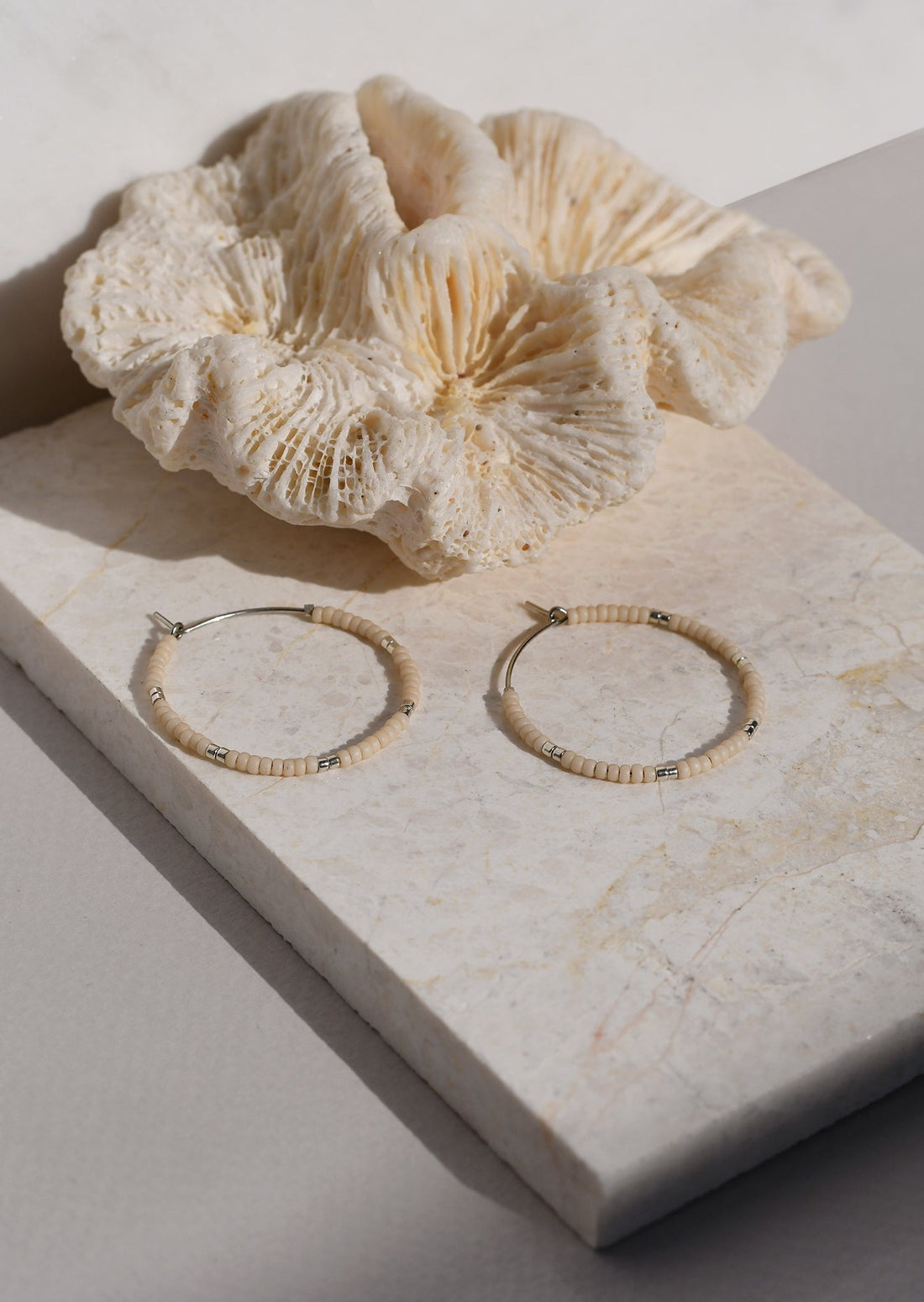 Small Silver Hoop Earrings - PINK/SILVER