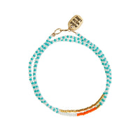 Triple Zebra Wrap Endito Bracelet - TURQUOISE/ORANGE/WHITE/GOLD