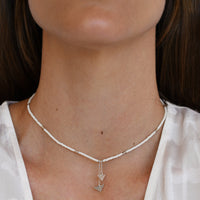 Neema Short Necklace - OFF WHITE/SILVER