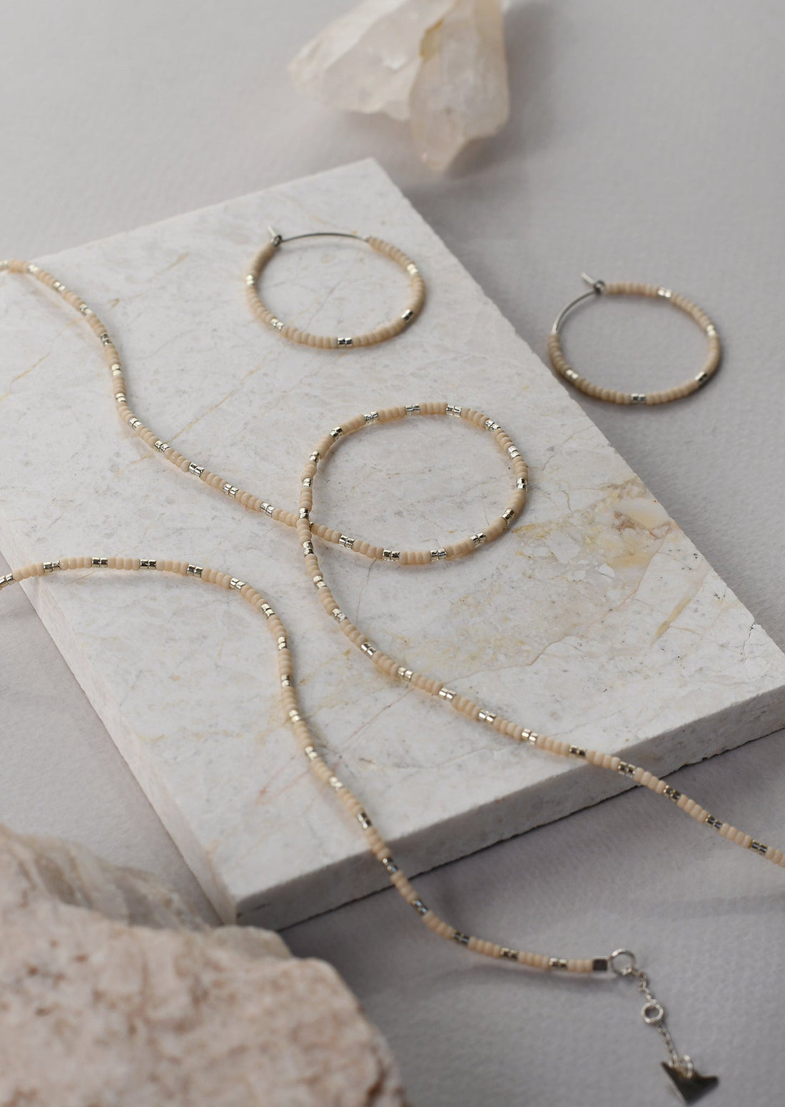 Warrioress Beaded Necklace - PINK/SILVER