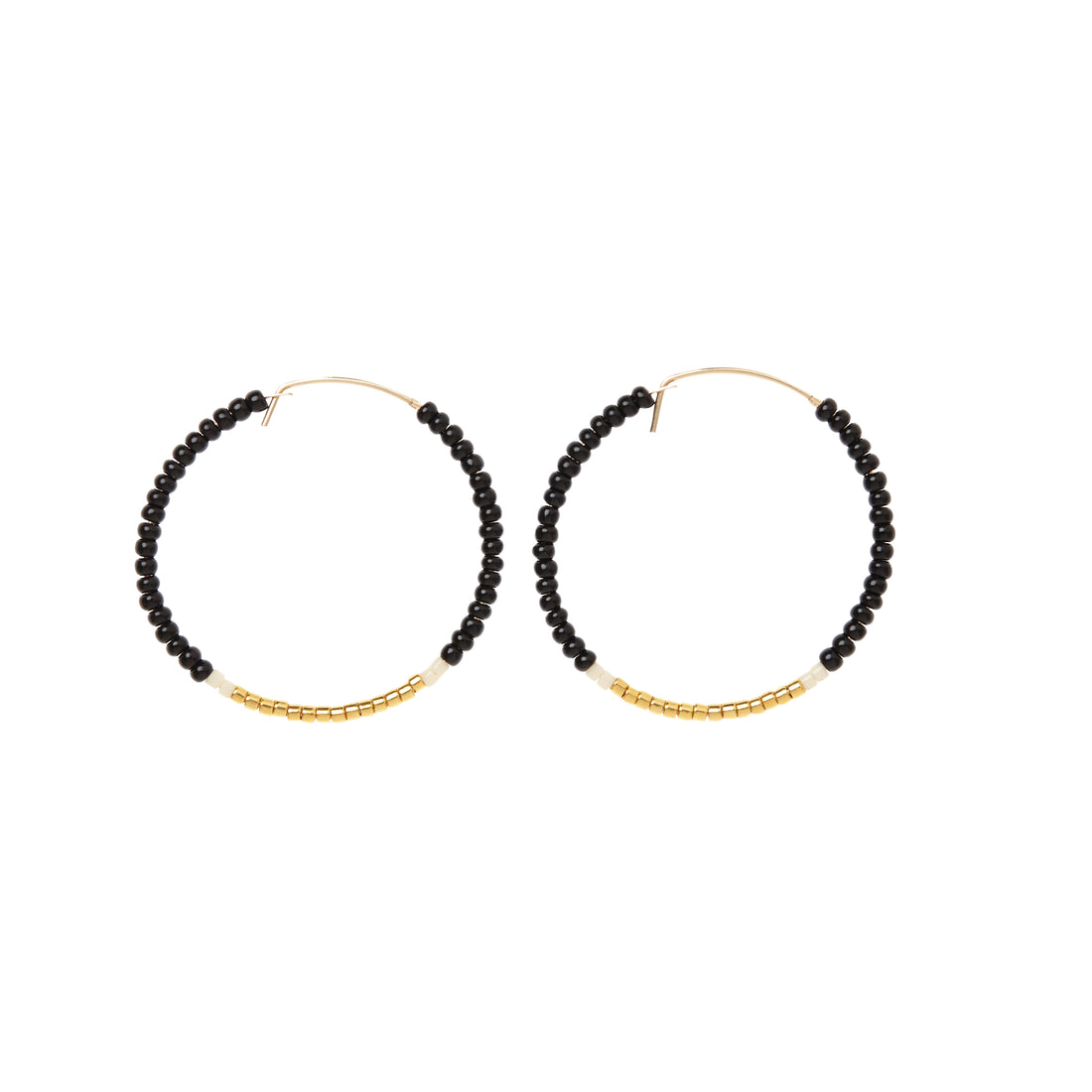 Small Hoop Earrings - BLACK/GOLD/CREAM