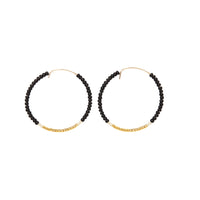 Small Hoop Earrings - BLACK/GOLD/CREAM