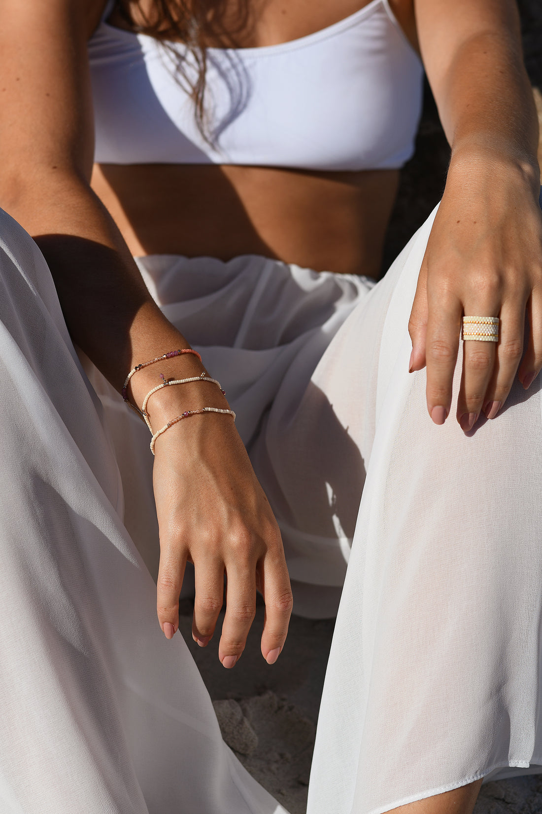 Wide Woven Ring - PEARL/CREAM