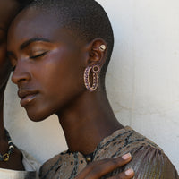Mini Circle Crystal Earrings With Drops - PINK/HONEY