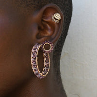 Medium Woven Crystal Hoops - AMETHYST