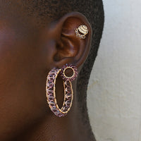 Mini Circle Crystal Earrings With Drops - PINK/HONEY