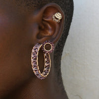 Mini Circle Crystal Earrings - AMETHYST