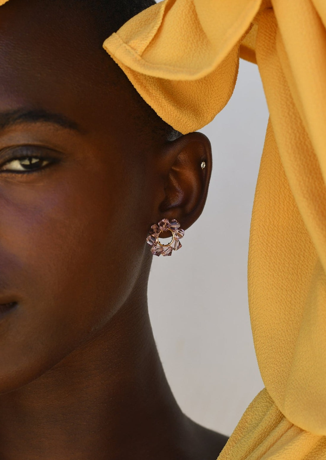 Crystal Circle Earrings - AMETHYST