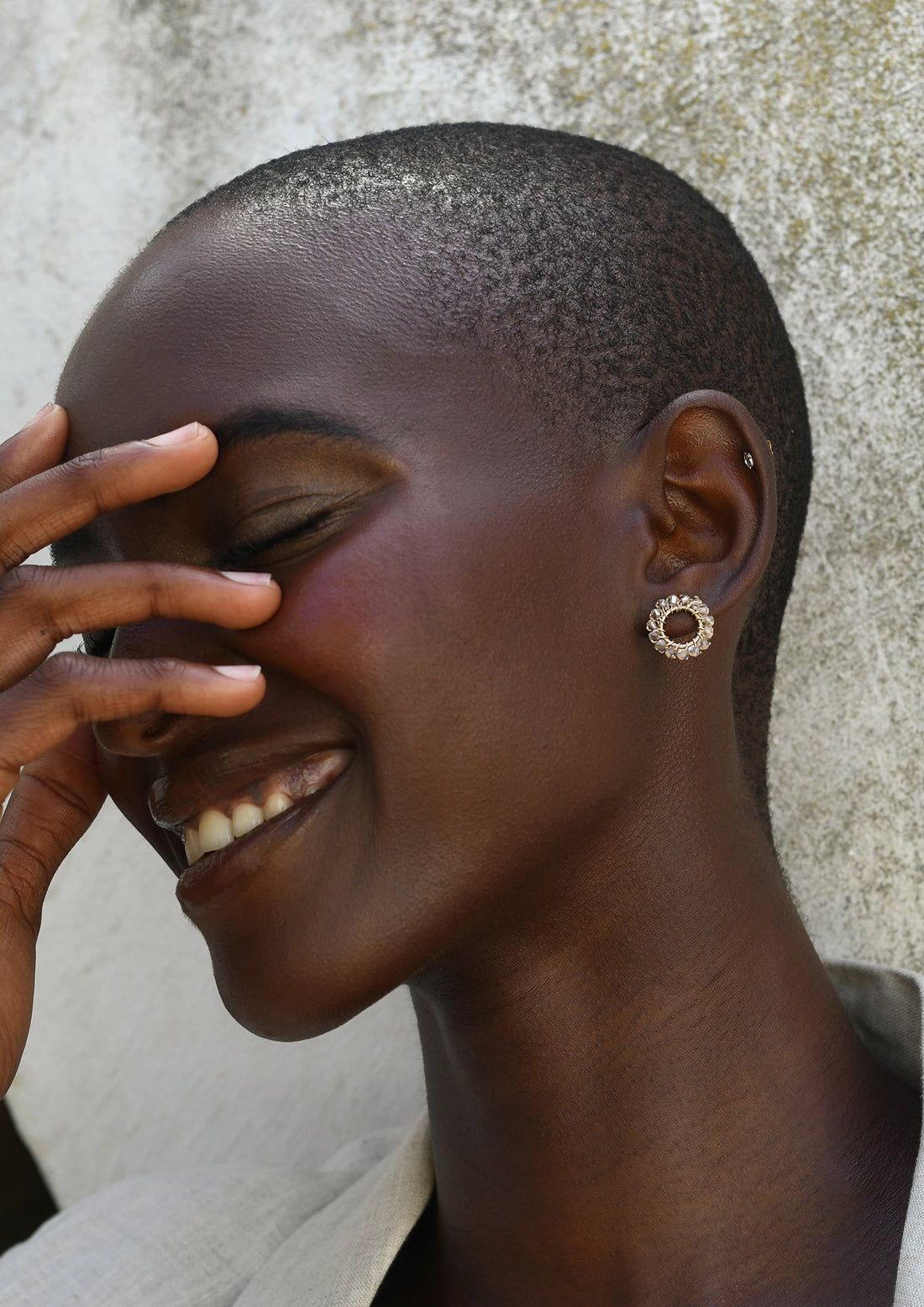 Mini Circle Crystal Earrings - HONEY