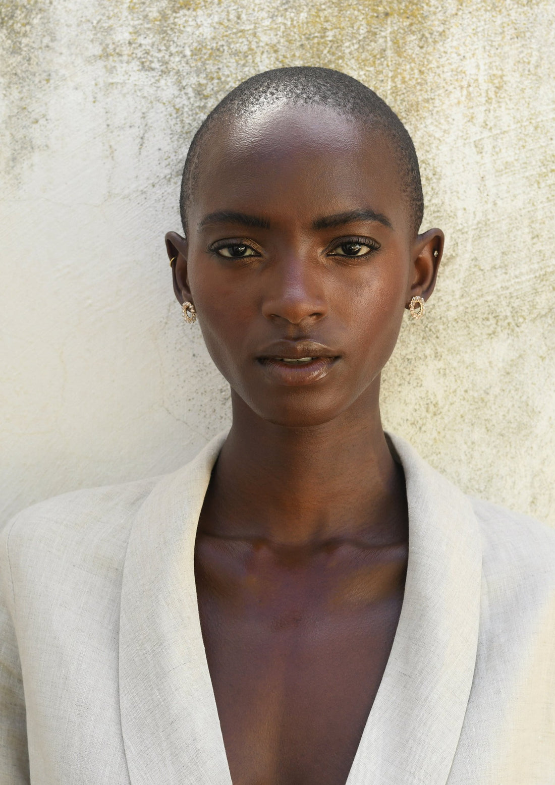 Mini Circle Crystal Earrings - HONEY