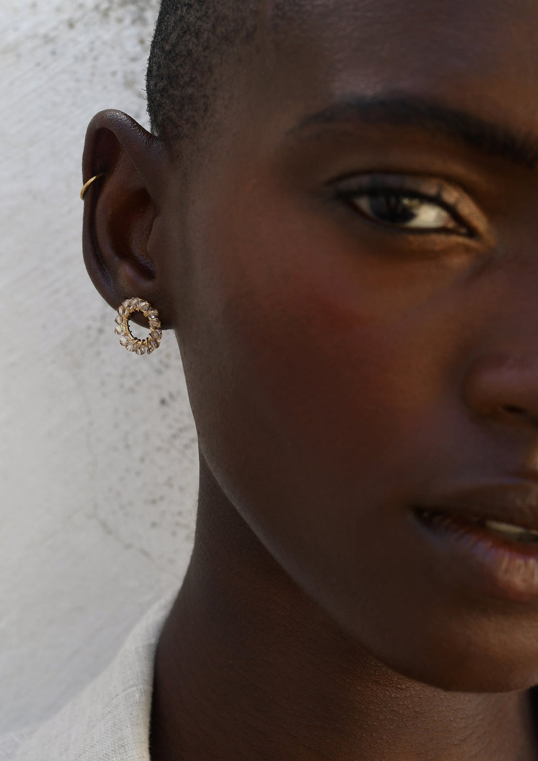 Mini Circle Crystal Earrings - HONEY