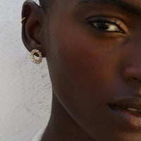 Mini Circle Crystal Earrings - HONEY