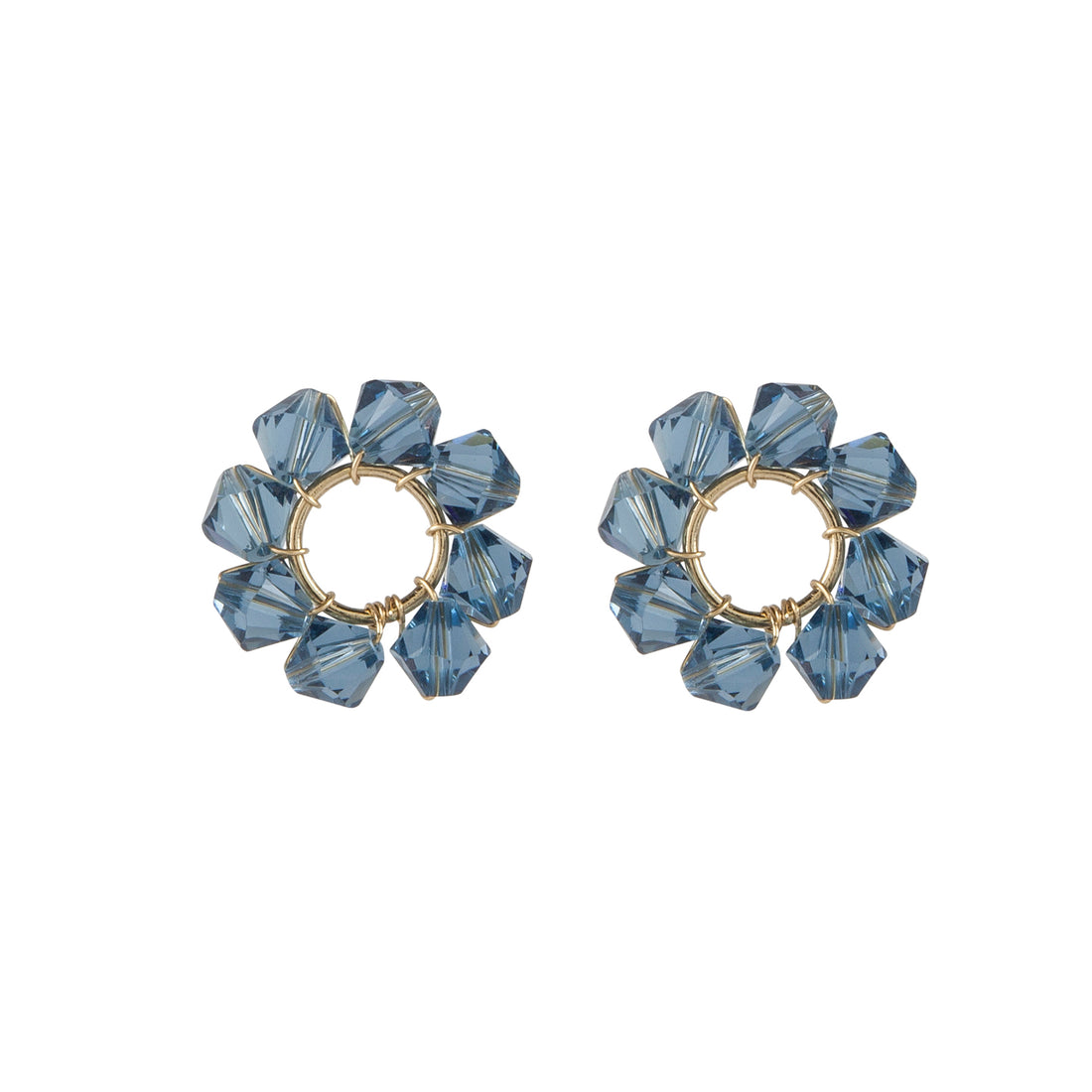 Crystal Circle Earrings - BLUE