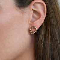 Mini Circle Crystal Earrings - ROSE GOLD