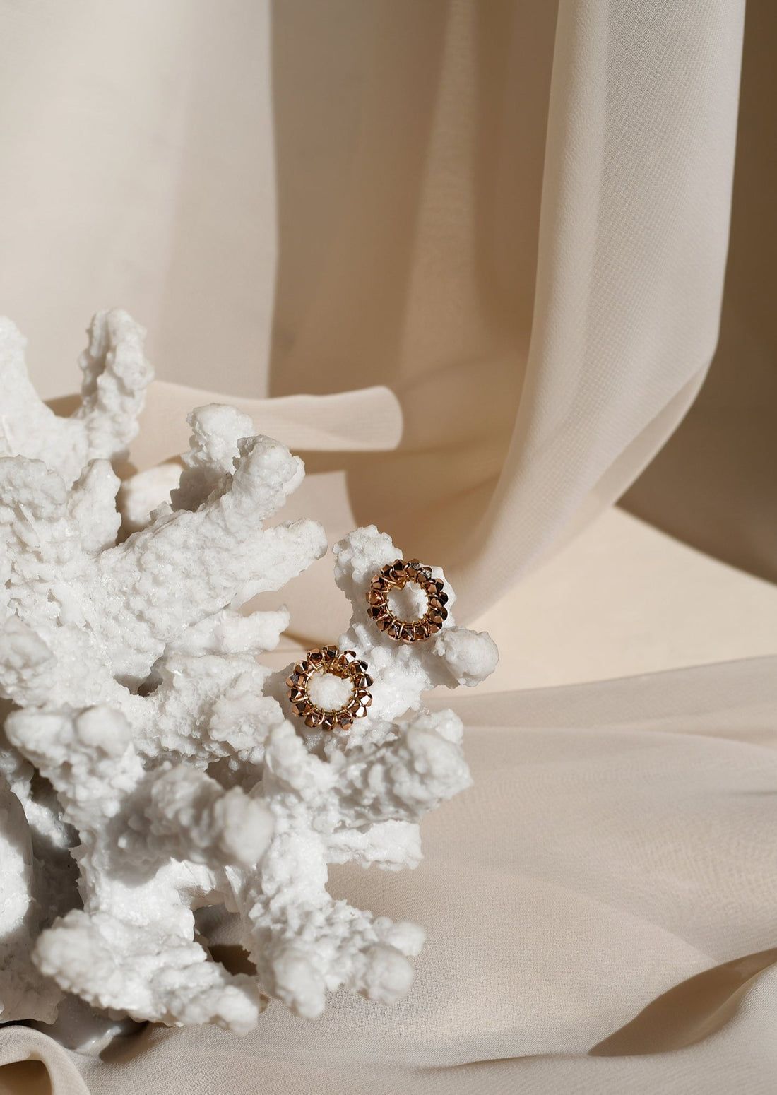 Mini Circle Crystal Earrings - ROSE GOLD