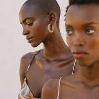 Medium Woven Crystal Hoops - HONEY