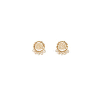 Mini Circle Crystal Earrings With Drops - PINK/HONEY