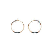 Small Assorted Beaded Hoops With Crystals- PEARL/PINK/BLUE/STEEL