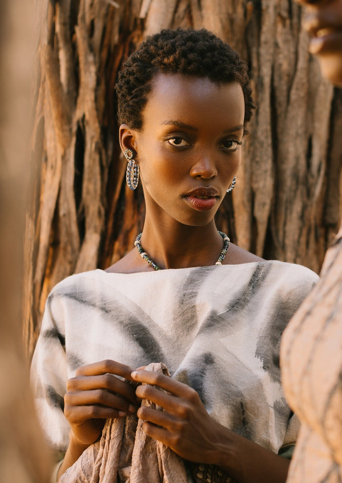 Medium Woven Crystal Hoops - BLUE