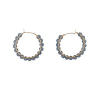 Medium Woven Crystal Hoops - BLUE