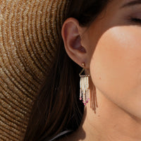 Semi Precious Mini Porcupine Earrings - MIXED PINKS/GOLD