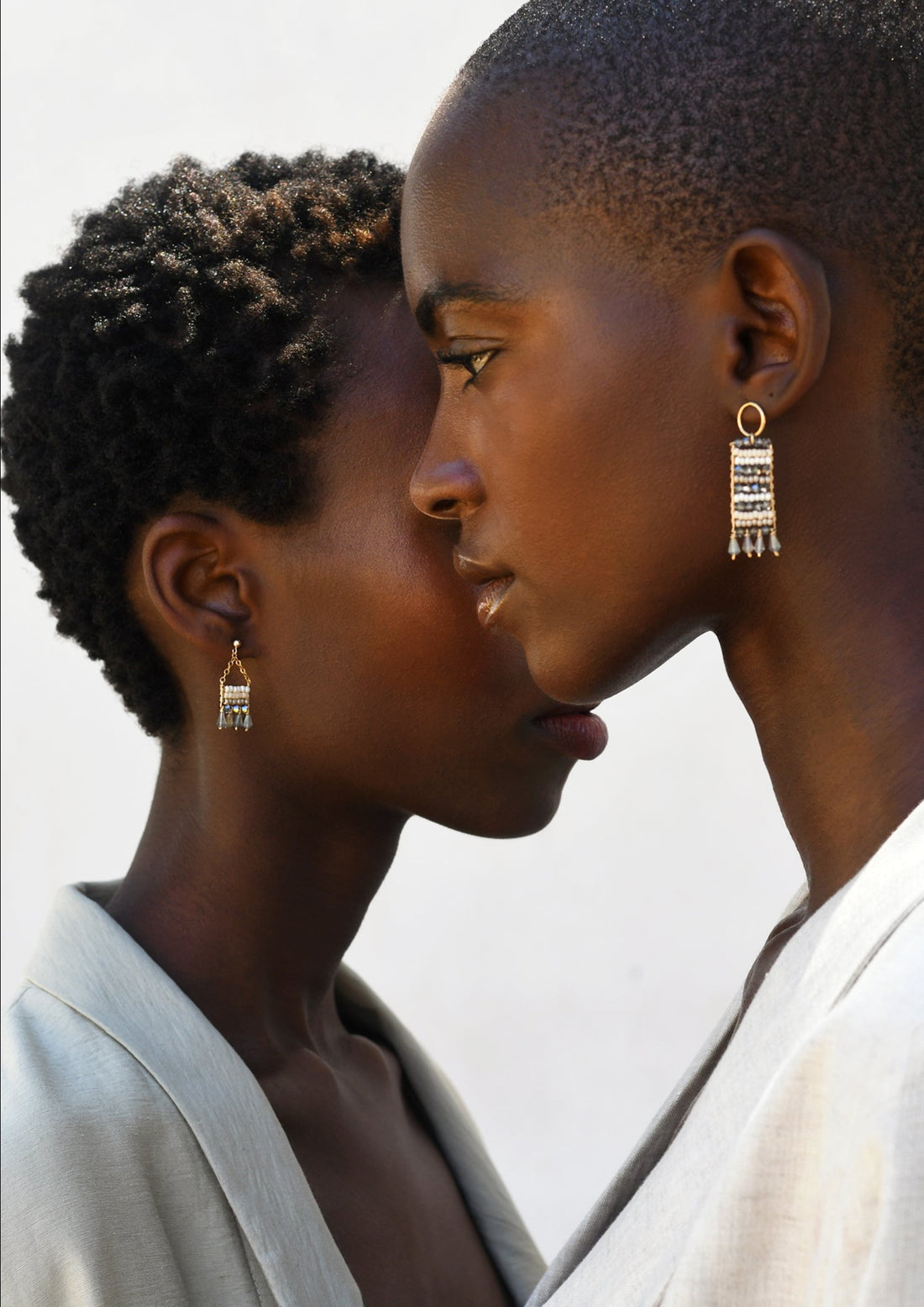 Semi Precious XS Beaded Pendant Earrings With Teardrops - PEARL/PINK/STEEL/TAUPE