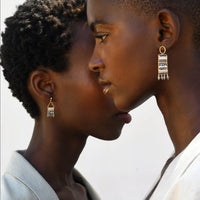 Semi Precious XS Beaded Pendant Earrings With Teardrops - PEARL/PINK/STEEL/TAUPE