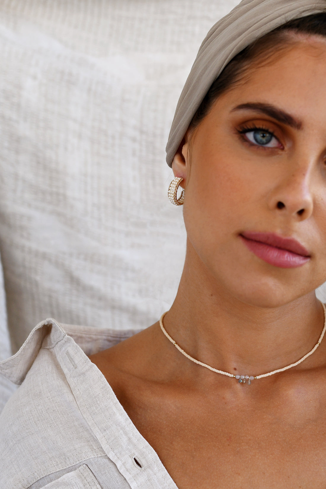 Semi Precious Utulivu Teardrop Necklace - MIXED PINKS/TRANSLUCENT GRAY/GOLD