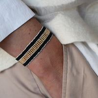 Narrow Stripe Warrior Bracelet - BLACK/GOLD