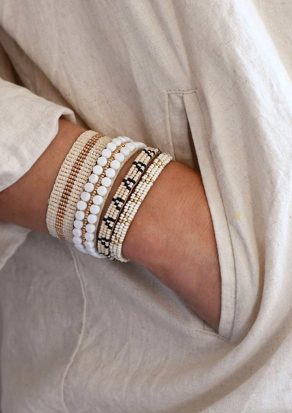 3 Dot Triangle XS Leather Bracelet - PINK/GOLD