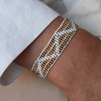 Narrow Zigzag Warrior Bracelet - GOLD/WHITE