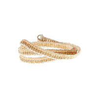 Stripe Warrior Wrap Bracelet - TAUPE/PINK/GOLD