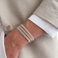 Stripe Warrior Wrap Bracelet - TAUPE/PINK/GOLD