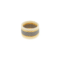 Wide Woven Ring - GRAY/CREAM