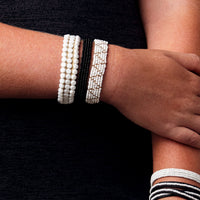Adjustable Leather Zigzag Bracelet - WHITE/GOLD