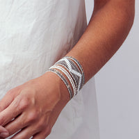 Narrow Zigzag Warrior Bracelet - GRAY/WHITE