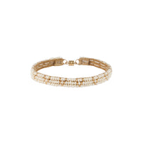 3 Dot Triangle XS Leather Bracelet - PEARL/GOLD