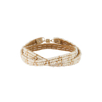 3 Dot Triangle XS Double Wrap Bracelet - PEARL/GOLD